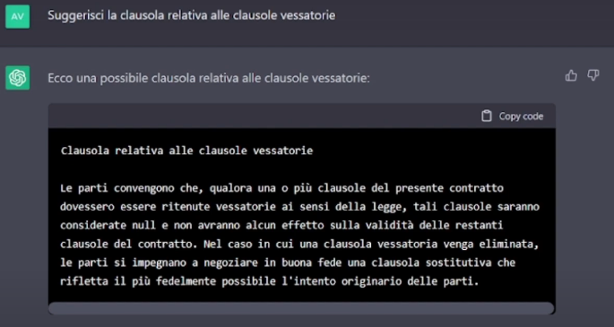 contratto chatgpt vessatoria