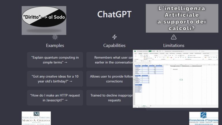 chatgpt a supporto dei calcoli con foglio elettronico